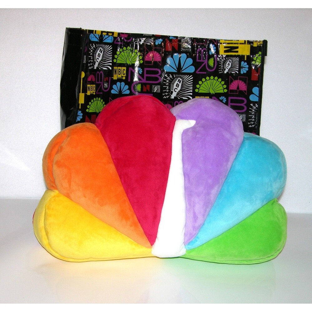 NBC Peacock Plush Pillow & Logo Tote Bag Set - TV Network Collectible